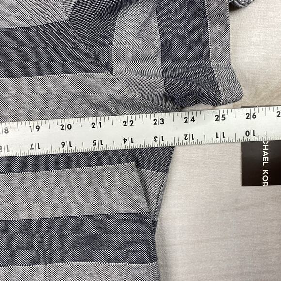 Michael Kors Mens Shirt Sz XL Gray Striped Gold Logo Short Sleeves V-Neck NWT - Picture 7 of 10